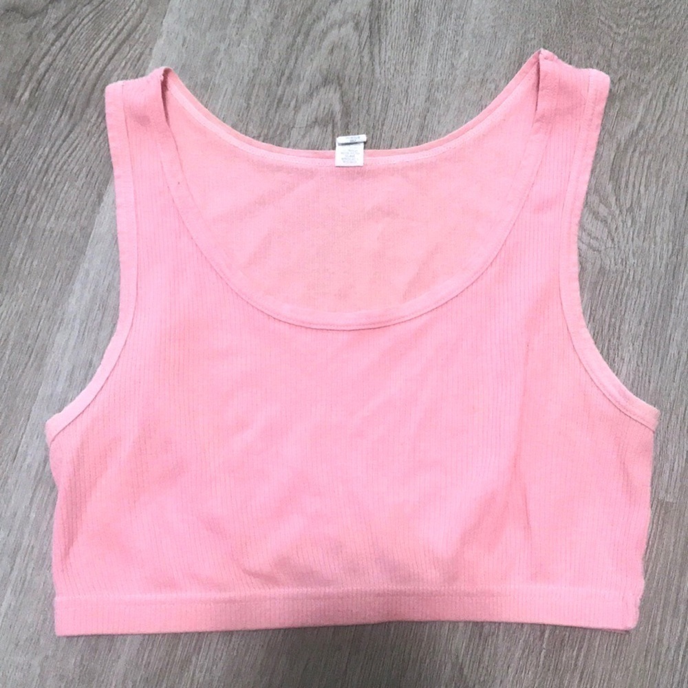 Vassarette Pink Ribbed Sports Bra Bralette Cami